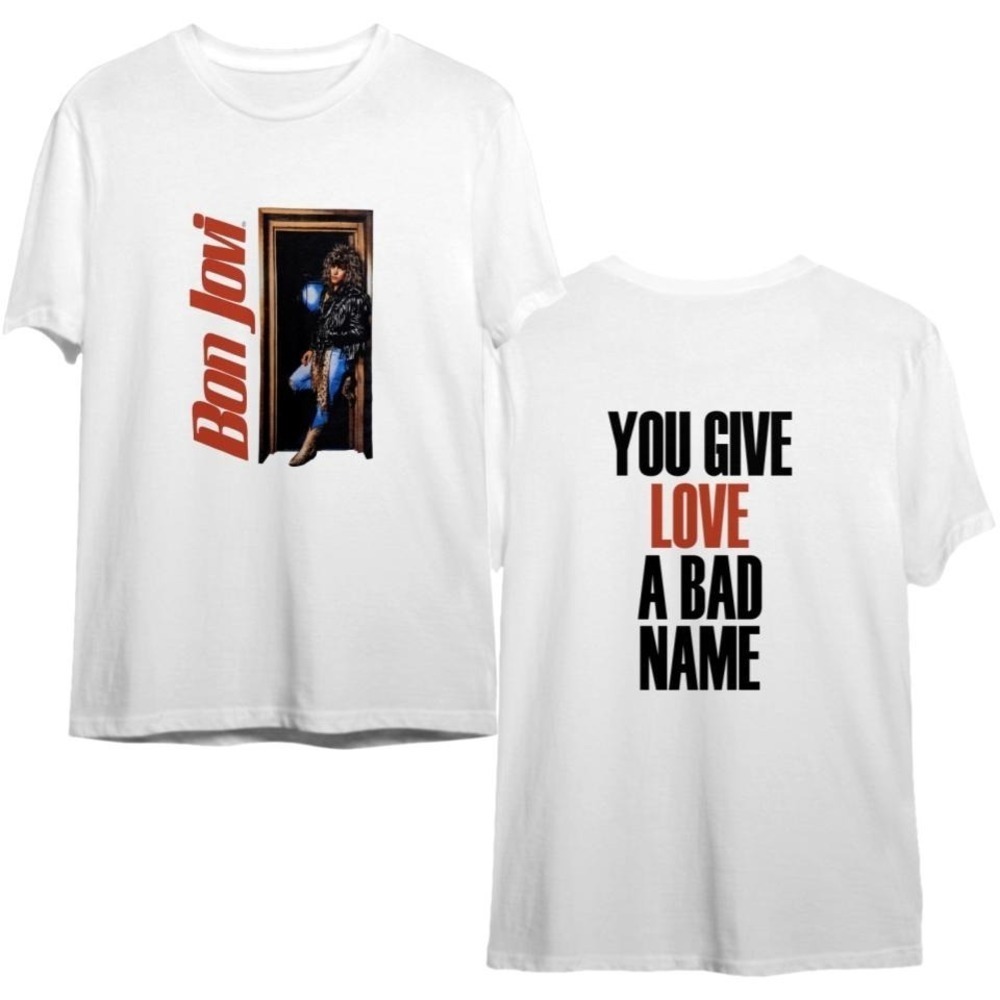 Vintage 1986 Bon Jovi You Give Love A Bad Name Tshirt 2 Sided
